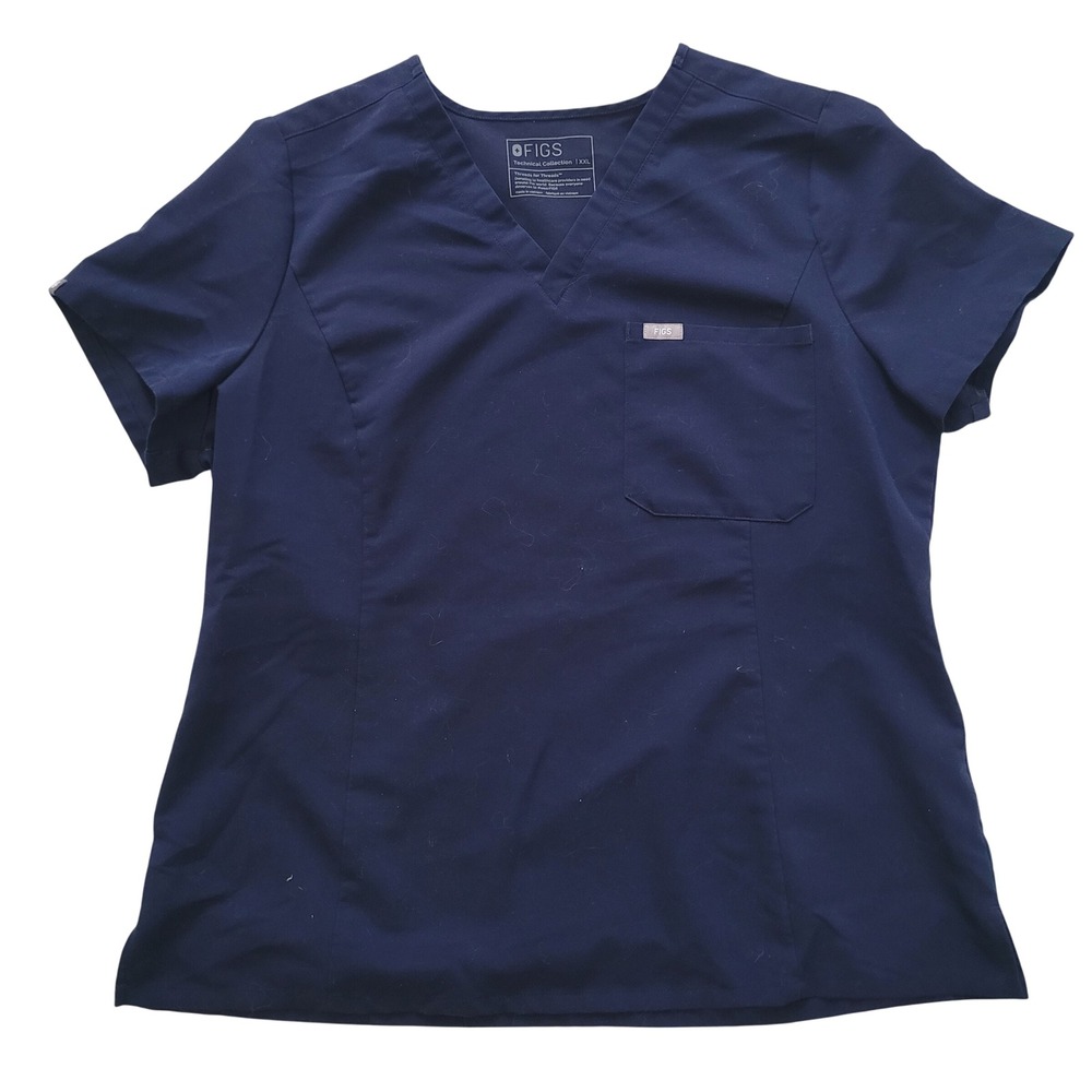 FIGS Women's Size XXL Catarina Navy Blue V Neck Scrub Top Medical‎ Workwear